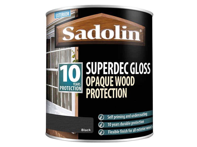 Sadolin Superdec Opaque Wood Protection Black Gloss 1L