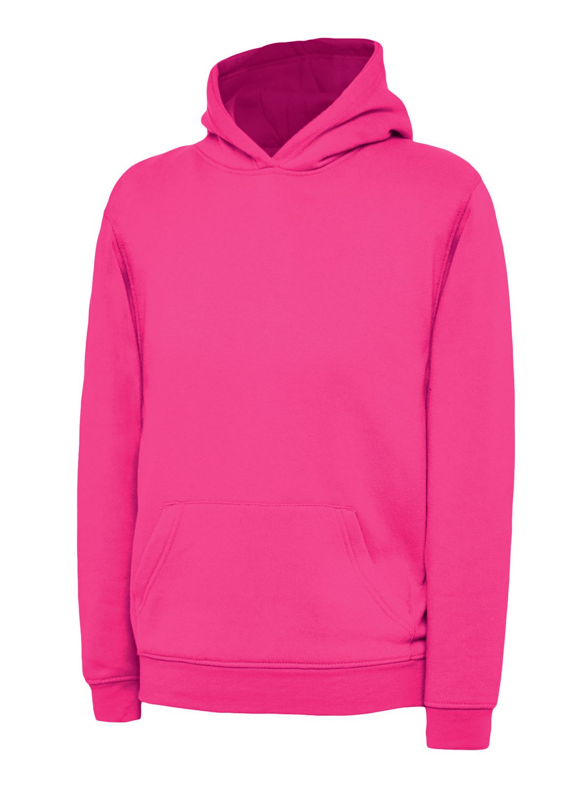 Uneek Kids' Hooded Sweatshirt, 50% Polyester 50% Cotton, Hot Pink, 2 Years