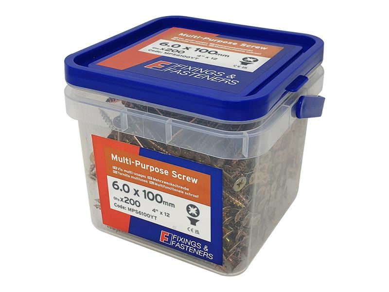 Vis multiusage ForgeFix Pozi, CSK, ST, ZYP, 6,0 x 100 mm, boîte de 200