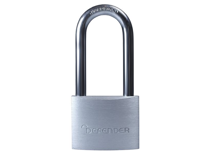 DEFENDER Aluminium Padlock, Keyed Alike, Long Shackle 40mm