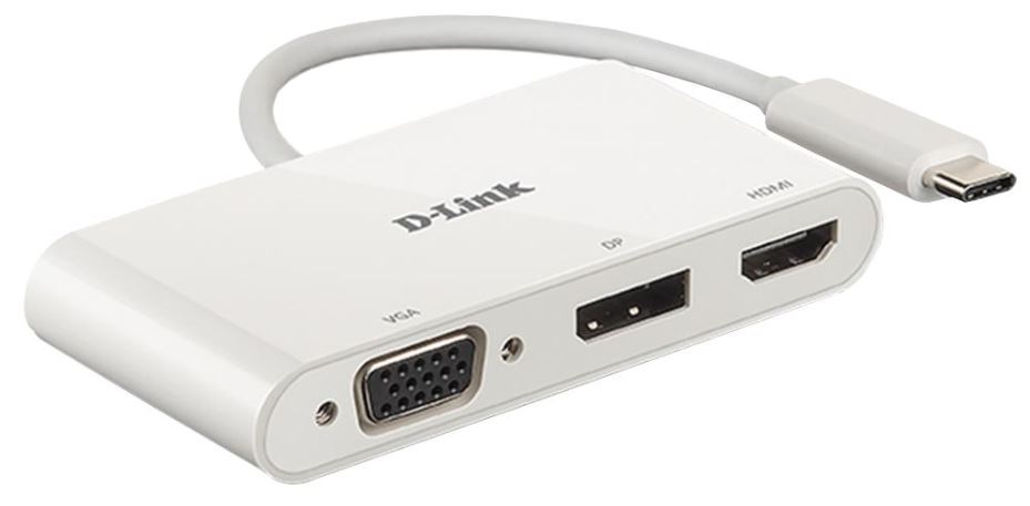 D-LINK USB-C na 3-v-1 adaptér, DisplayPort HDMI VGA