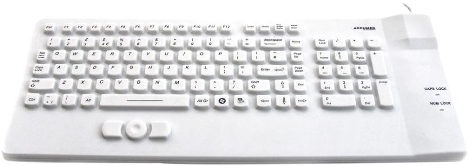 ACCURATUS AccuMed IP67 Αντιβακτηριακό Ιατρικό Πληκτρολόγιο με Mousepad, Λευκό
