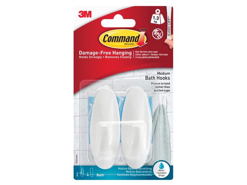 Command™ 浴室中號掛鉤 (2個裝)