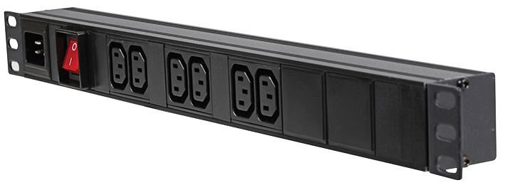 LMS DATA 1U 6路 10A IEC C13 插座至C20插座 水平PDU