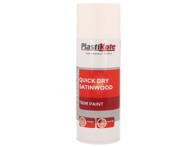 PlastiKote - Cat Semburan Trim Kering Pantas Warna Satinwood Putih 400ml