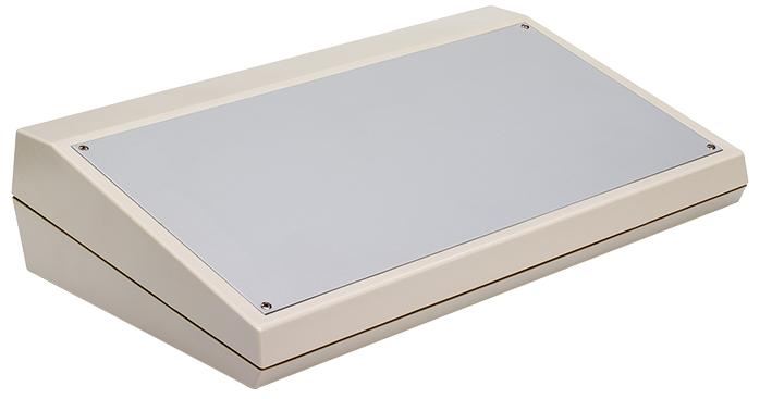 RETEX Grey Sloped Desktop Enclosure with Aluminium Lid - 400x230x86.5mm