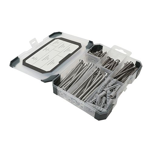 Timco Mixed Tray - Stainless Steel Screws, Plugs & Drill Bit (91pcs)