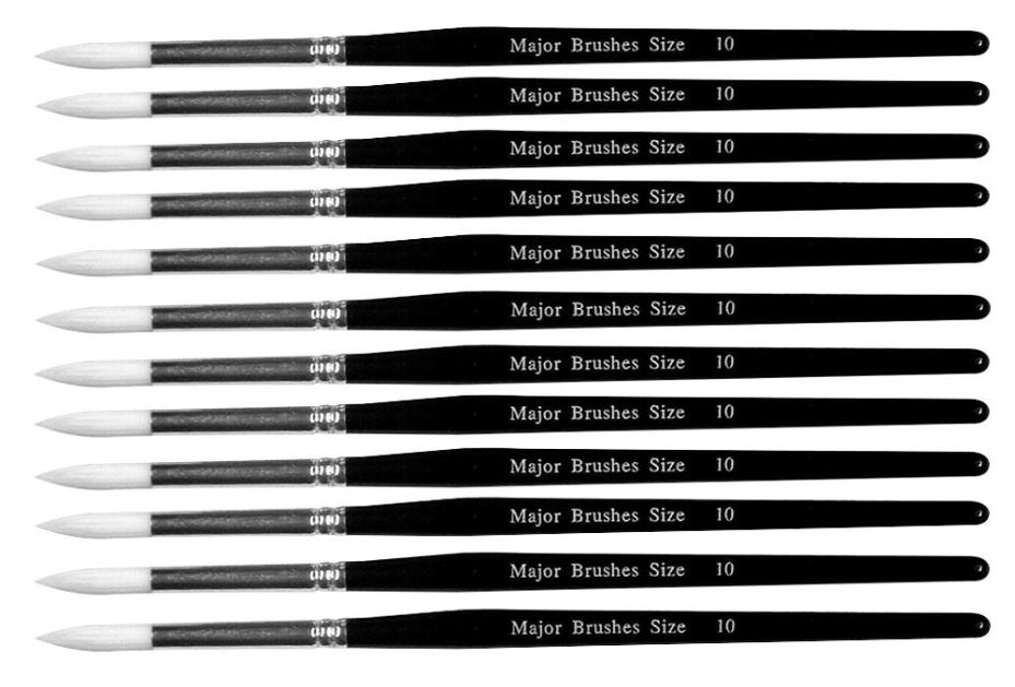 MAJOR BRUSHES Synthetic Sable Round Paint Brushes Size 10, Pack of 10