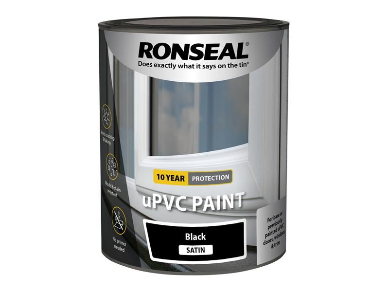 Ronseal uPVC Paint, Black Satin, 750ml