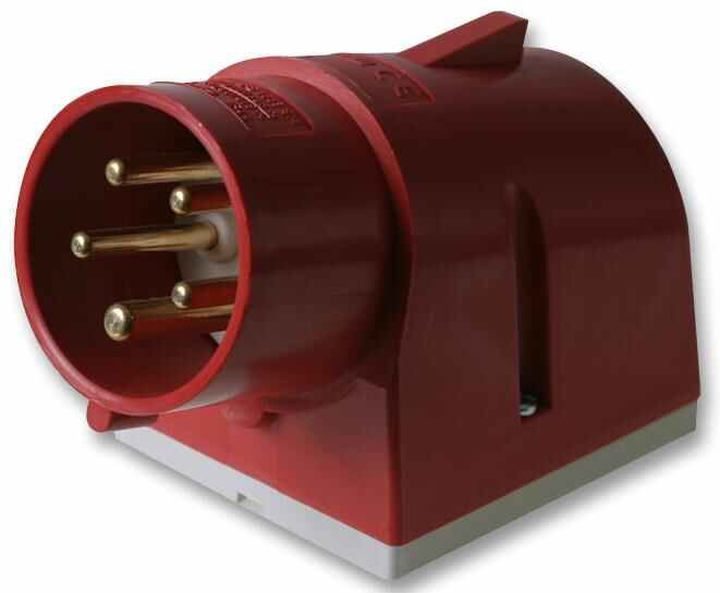 PRO POWER 16A 415V 表面取り付けCEE入力コンセント 3P+N+E IP55 レッド