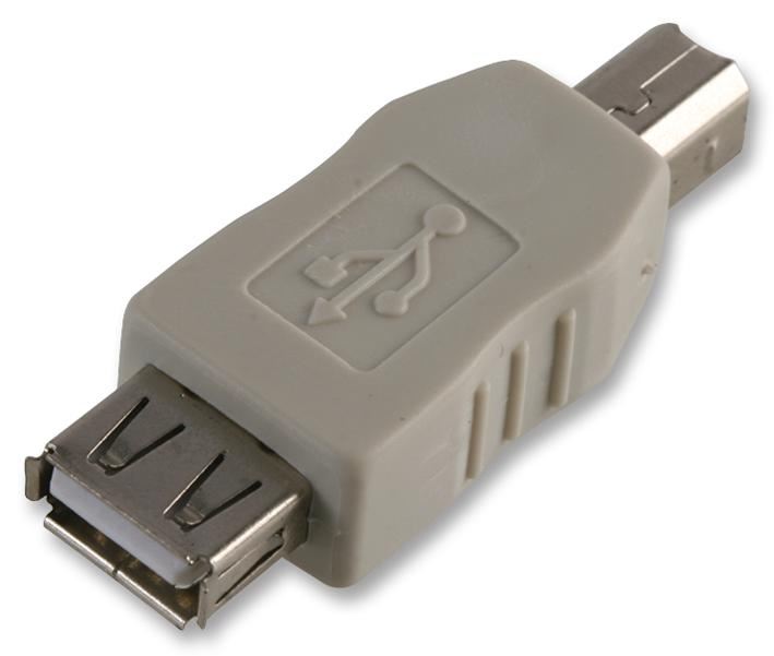 PRO POWER USB 2.0 A Socket to B Plug Adaptor, Liath Éadrom