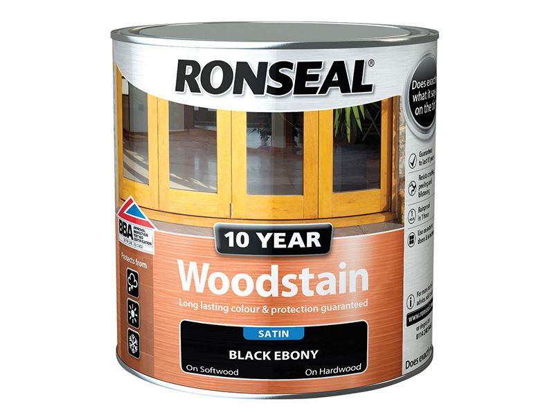 Ronseal 10 Year Woodstain, Ebony, 750ml