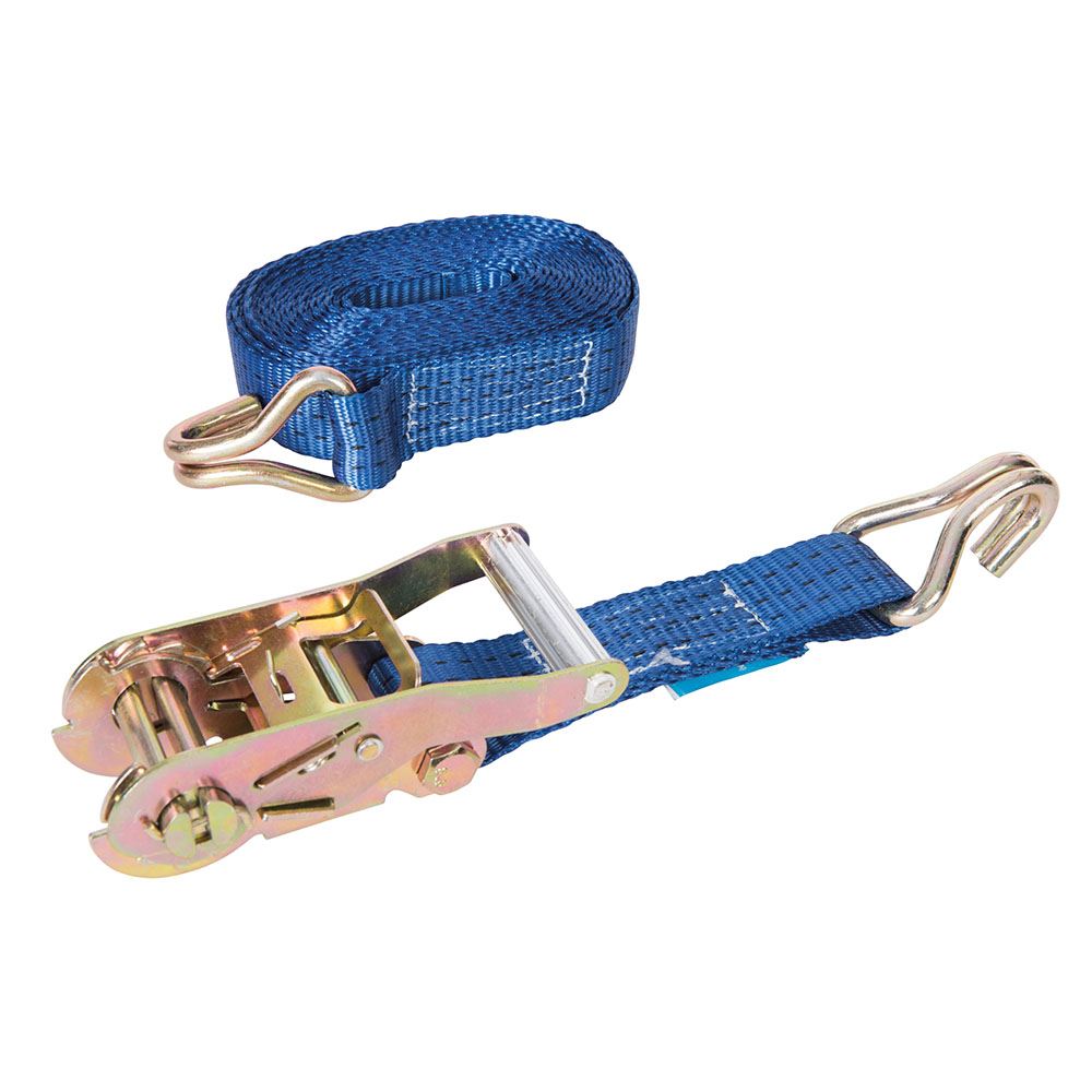 Silverline Ratchet Tie Down Strap with J-Hooks, 6m x 38mm, 1000kg Capacity
