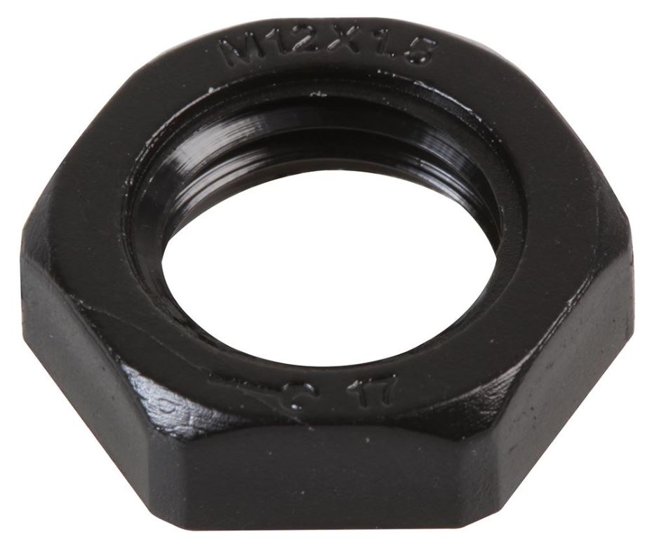 PRO POWER Black Nylon Lock Nut, M12, Pack of 10