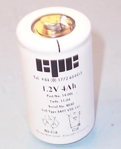 HiLo 1.2V 4Ah Ni-Cd Emergency Lighting Battery, D Size, +70°C Rated