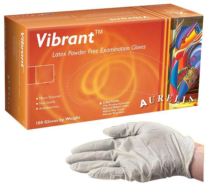 Aurelia - Gants latex sans poudre Vibrant, XL, Lot de 100