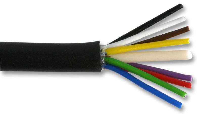 PRO ELEC Καλώδιο 8 Πυρήνων Μη Αποθωρακισμένο, 0.2mm, Μαύρο, 100m