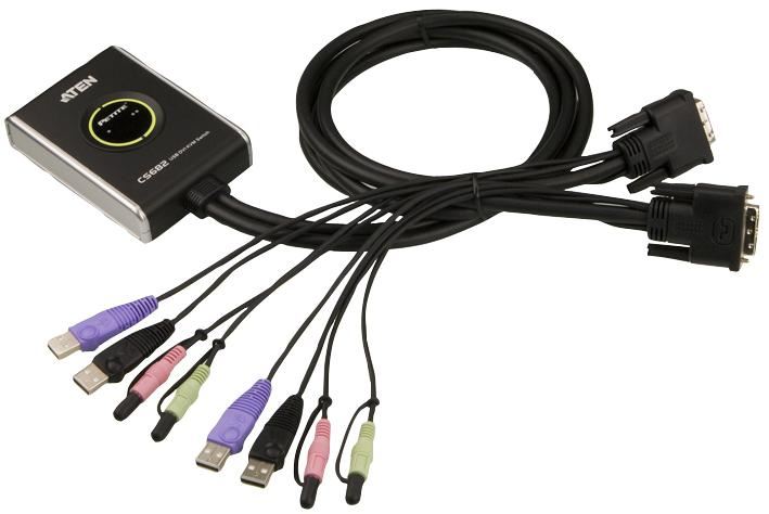 ATEN Switch KVM USB DVI/Audio 2 Porte con Telecomando
