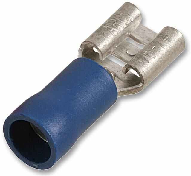 PRO POWER - Weibliches Steckklemmen Crimp Terminal Blau 16A, 6.3mm x 0.8, 100er