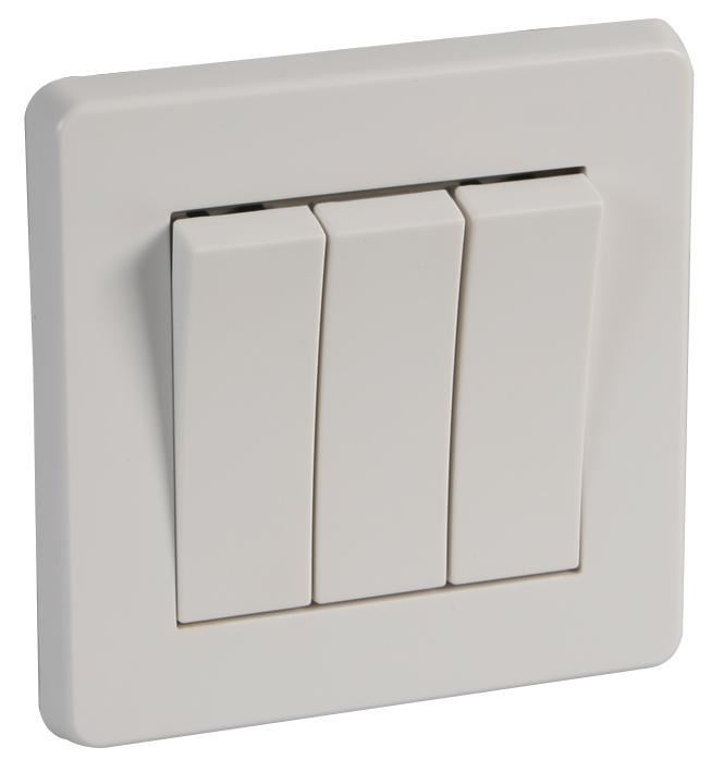 Crabtree 10A 3-Gang 2-Way Rocker Light Switch, White
