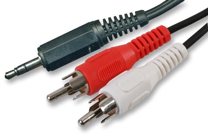 PRO SIGNAL 3.5mm Stereo Jack to 2x RCA Audio Lead, 1m, Black
