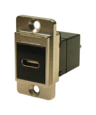 CLIFF ELECTRONIC COMPONENTS - 雙入口 USB Type C 插座轉 Type C 插頭纖薄直通連接器, 鎳製邊框, CSK孔