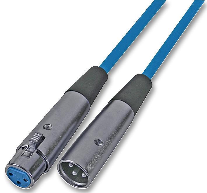 Câble de raccordement XLR mâle vers femelle Soundlab 3 broches, 1m, bleu