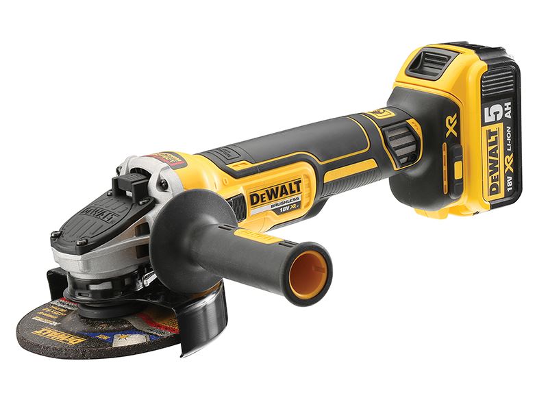Meuleuse d'angle sans balais DEWALT DCG405P2 XR, 125 mm, 18V, avec 2x5.0Ah Li-I