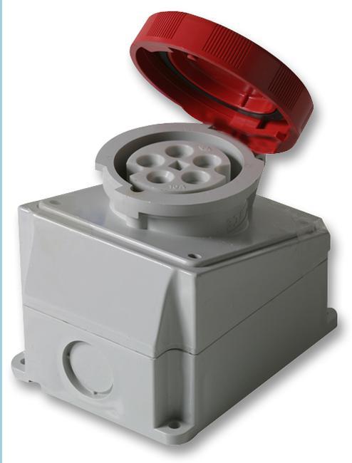 PRO POWER Enchufe CEE 16A 415V IP67, Rojo, 3P+N+E