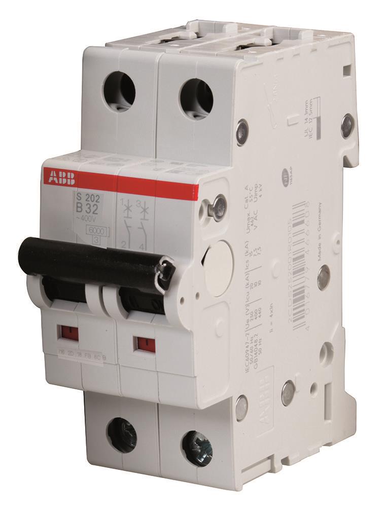 ABB 32A Double Pole Type B MCB, DIN Rail Mount
