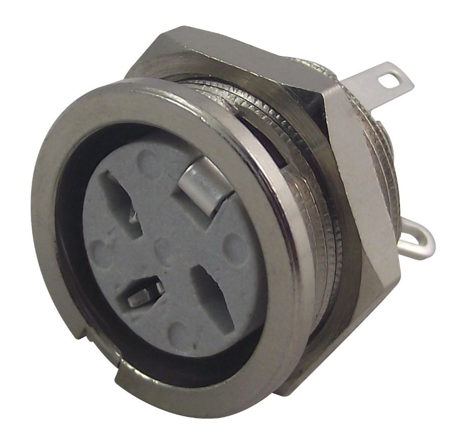 DELTRON 3 Pin Panel Socket (DIN), Ασημένιες Επαφές