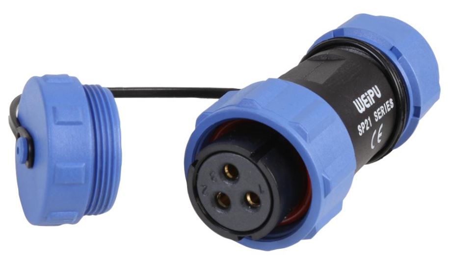 PRO ELEC Conector Circular Roscado en Línea, 3 Polos, 7-12mm, IP68