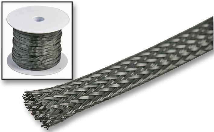 PRO POWER 6mm ポリエステル製 拡張可能な編組スリーブ 50m ブラック