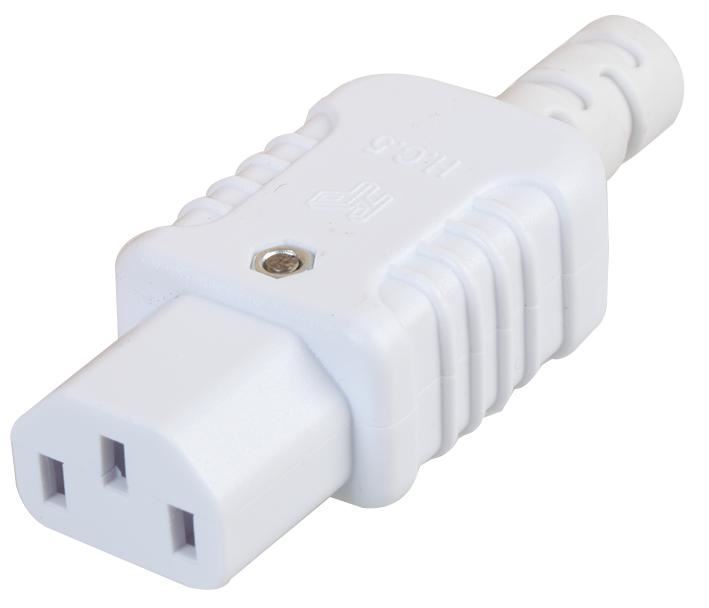 PRO ELEC Rewireable IEC C13 Connector, 10A 250V, White