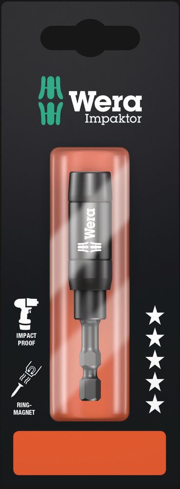 Wera 897/4 IMP R SB Impaktor Holder, 1/4' x 75mm, with Ring Magnet