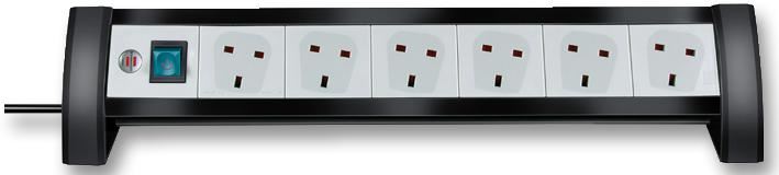 Brennenstuhl 6-Way Switched Desk Power Strip, 3m, Black