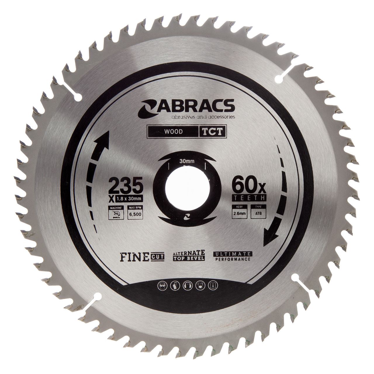 Abracs TCT Circular Saw Blade for Wood, 235mm x 60T