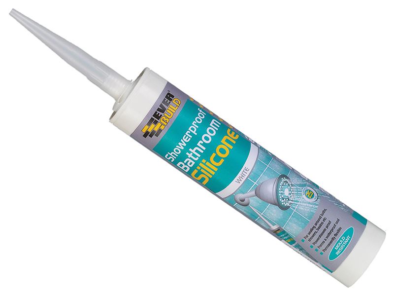 Everbuild Sika Showerproof Bathroom Silicone, White, 280ml
