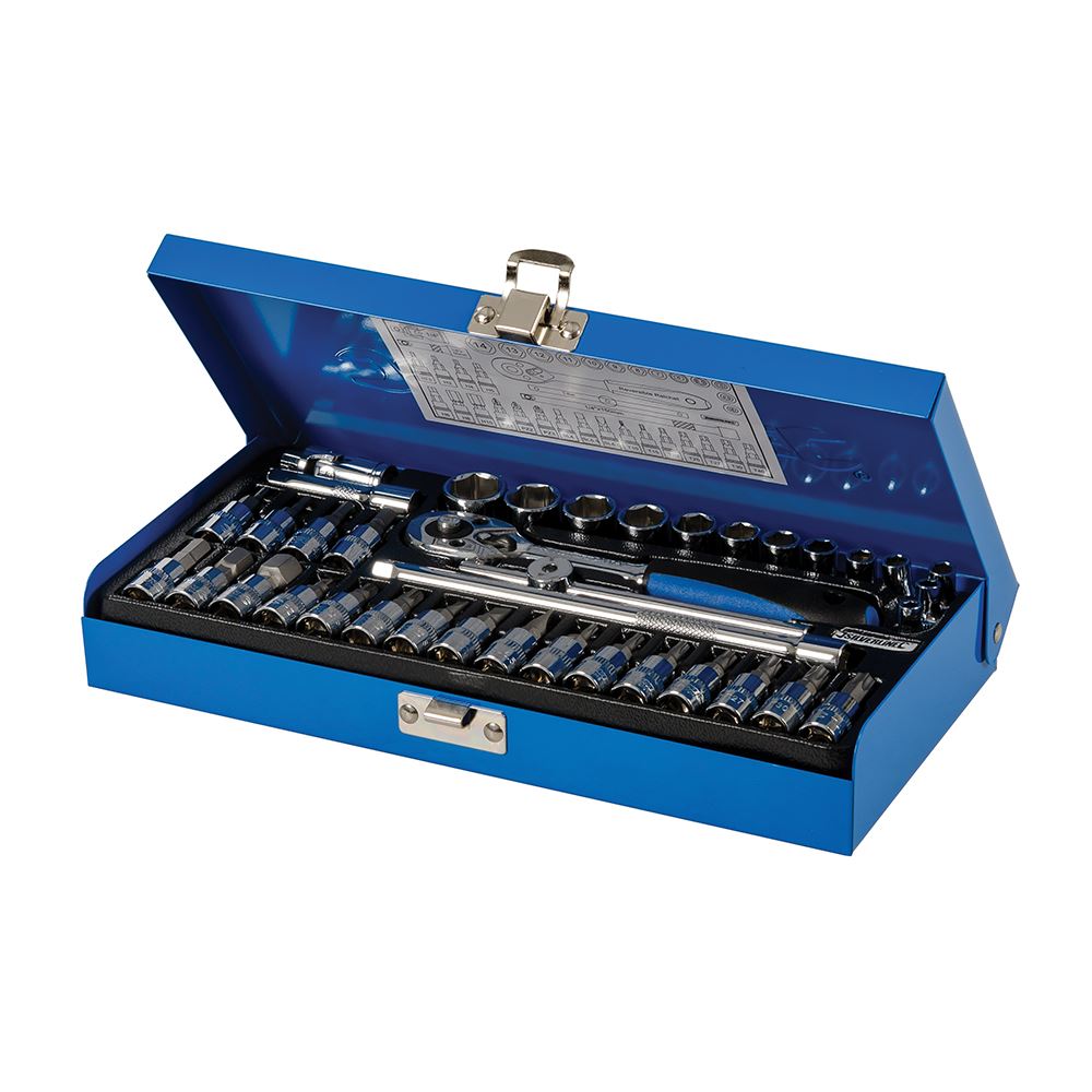 Silverline 1/4 Inch Drive Metric Socket Wrench Set, 38-Piece