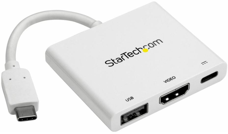 Startech USB-C to 4K HDMI 30Hz & USB 3.0 Adapter with PD, White