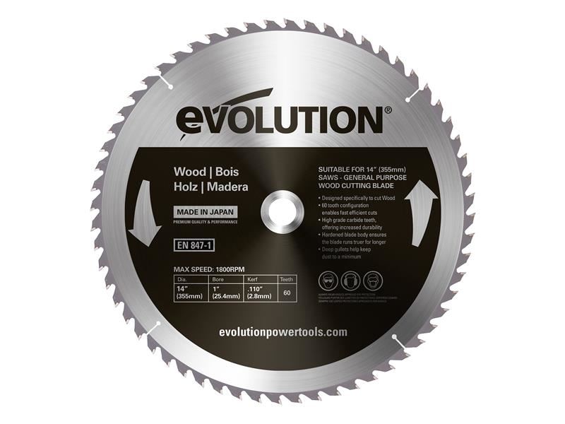 Evolution Carbide-Tipped Houtzaagblad, 355mm x 60T