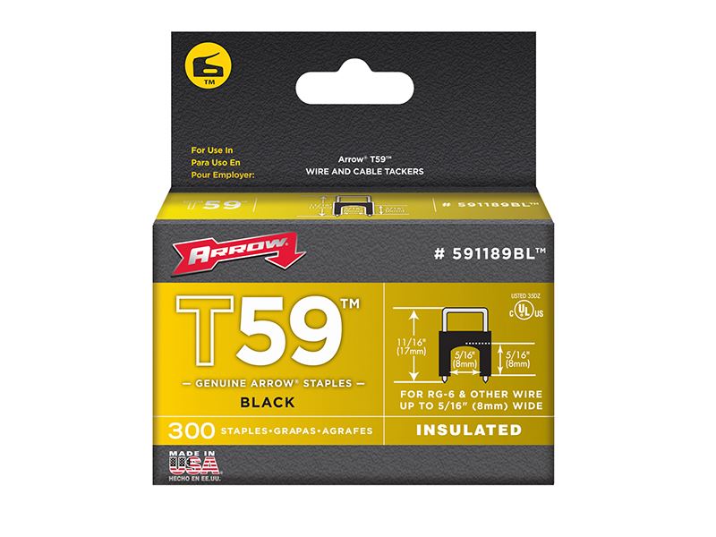 Arrow T59 Insulated Staples Black 8x8mm (300pc)