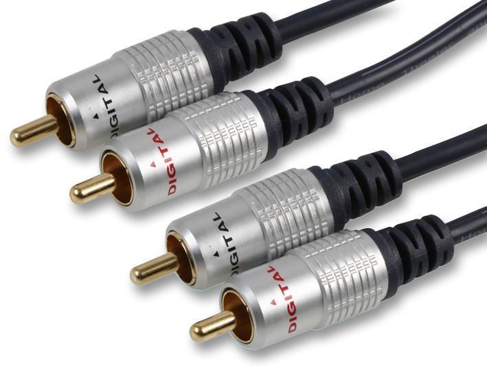 Pro Signal 1m Black Stereo RCA Lead with Gold Plated Contacts