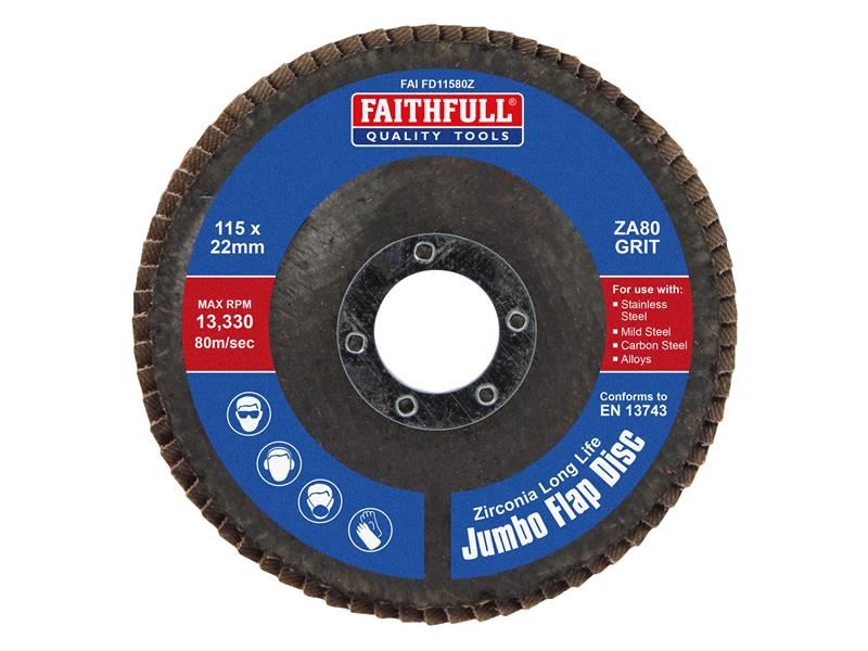 Faithfull Zirconia Jumbo Flap Disc ZA80, 115mm