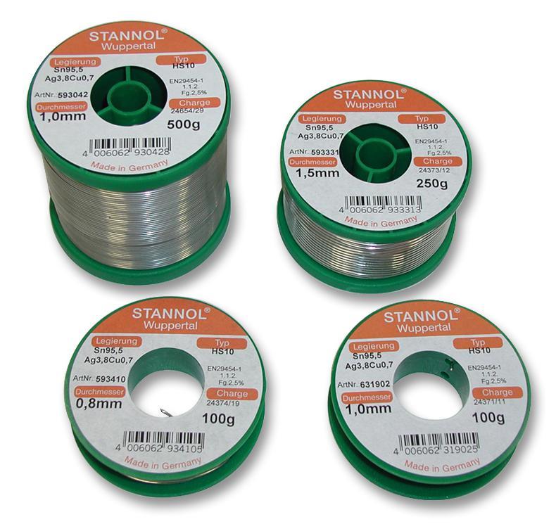 STANNOL Lead-Free Solder Wire 1.0mm, 500g, 217°C Melting Point