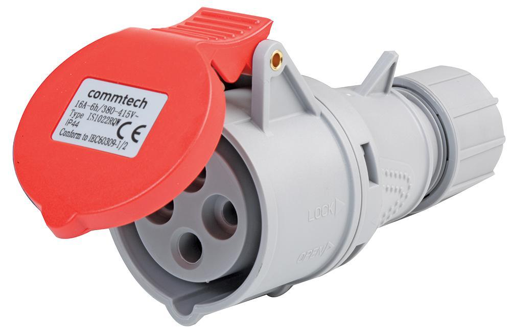 PRO ELEC Presa CEE da 16A 400V, Montaggio su Cavo, 3P+E, IP44, Nero