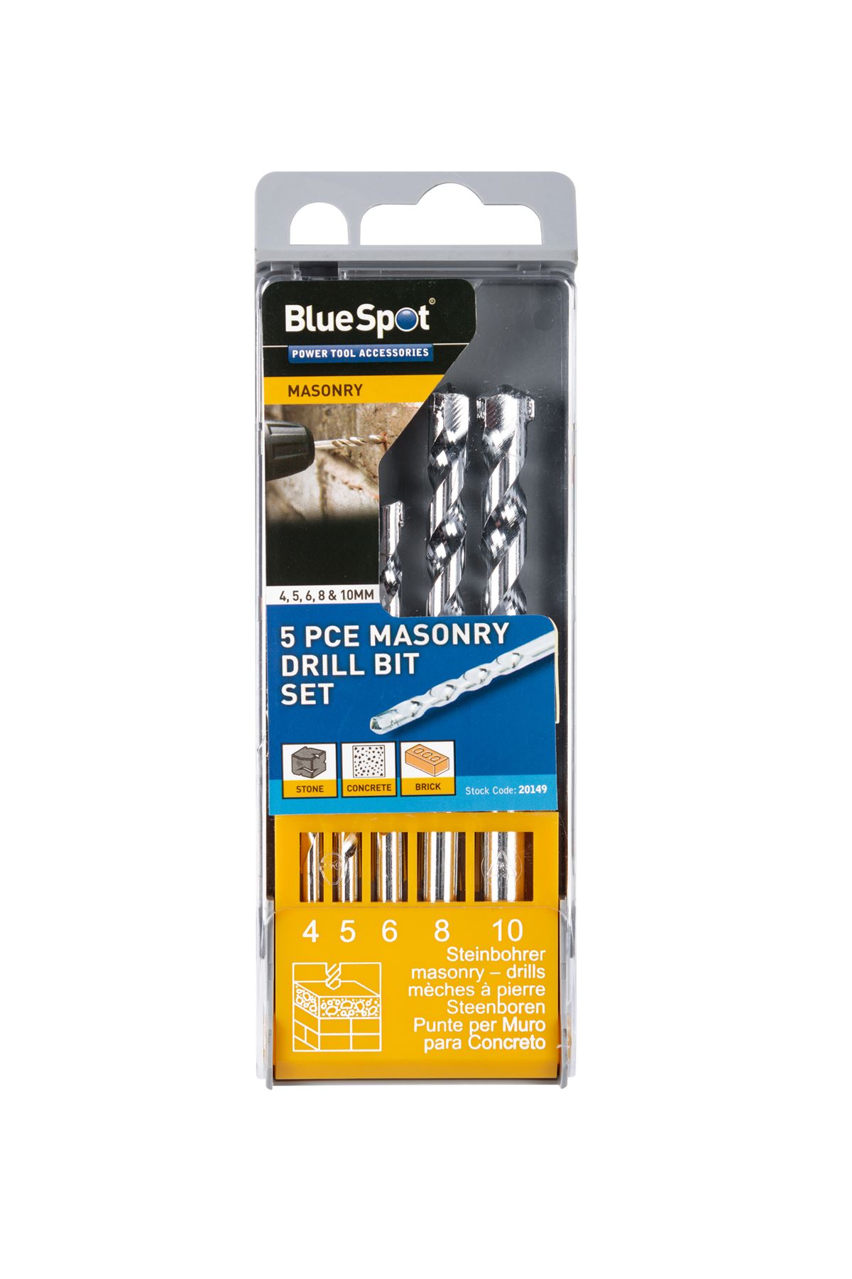 Blue Spot 5-Piece Masonry Drill Bit Set (4-10mm)