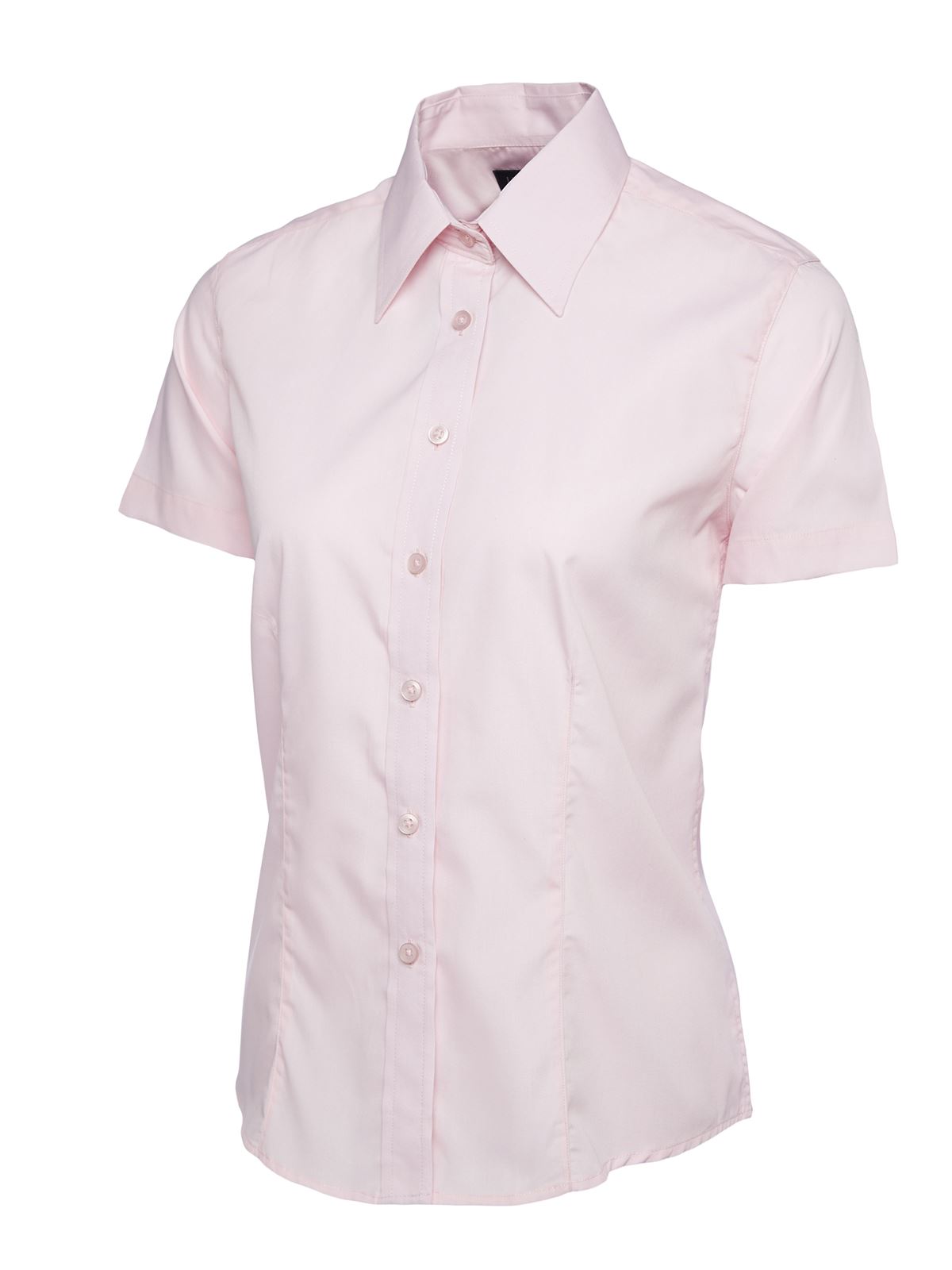 Uneek Damen Poplin-Kurzarmhemd - 65% Polyester, 35% Baumwolle - Rosa - Größe 4X