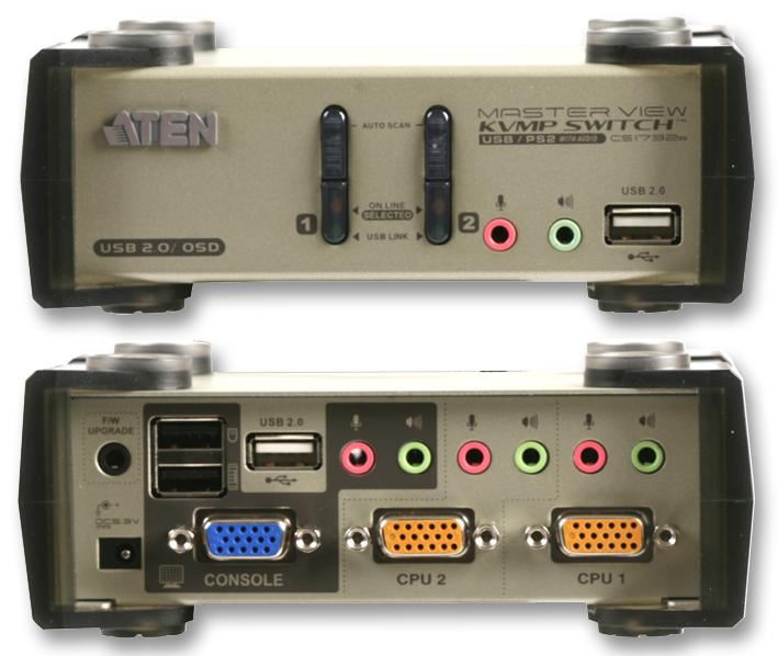 Commutateur KVM 2 ports PS/2-USB ATEN avec OSD et audio