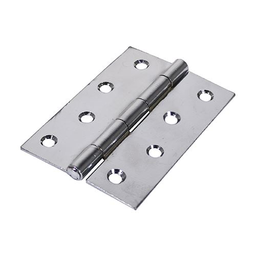 Timco Butt Hinge, Polished Chrome, Fixed Pin, 75x50mm, 2 Pack